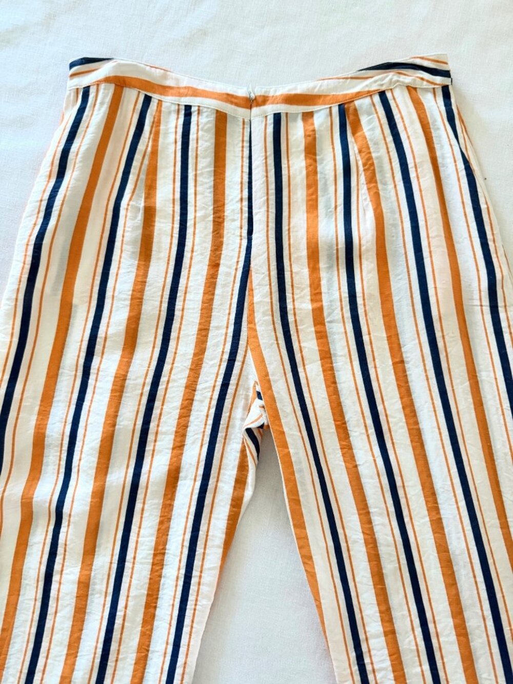 Lulumari L Wide Leg Stripe Pants Orange Blue Side Slit Resort Coastal - Picture 11 of 16